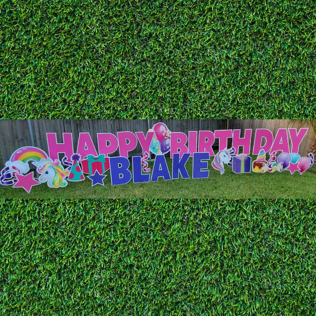 Unicorn Happy Birthday - WEEKDAY Yard Card Rental