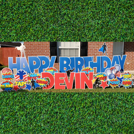 Superhero Happy Birthday - WEEKDAY Yard Card Rental