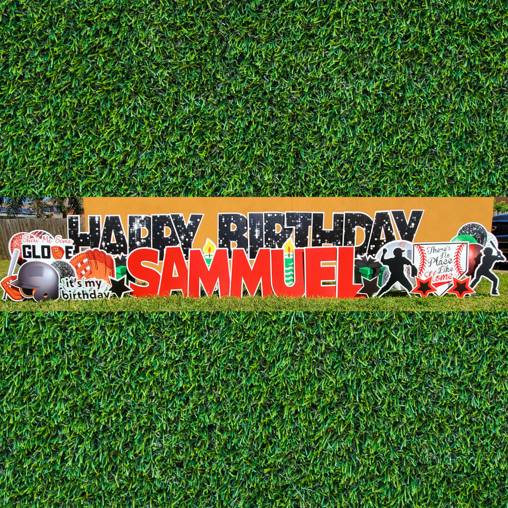 Baseball Happy Birthday - WEEKEND Yard Card Rental