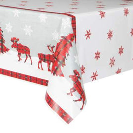 Rustic Plaid Christmas Rectangular Plastic Table Cover  54"x84"