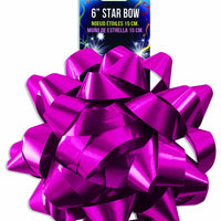 6" STAR BOW LACQUER HOT PINK