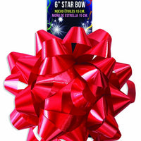 6" STAR BOW LACQUER RED