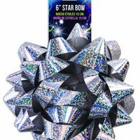 6" STAR BOW SILVER HOLOGRAPHIC