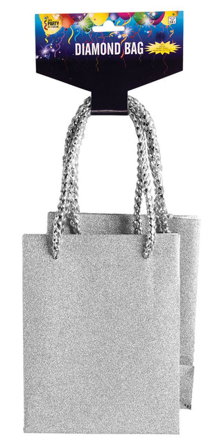 SMALL DIAMOND BAG 2 PACK SILVER  5.5" X 4" X 4"