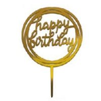 Gold  Happy Birthday Cake Topper 1 ct.