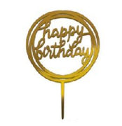 Gold  Happy Birthday Cake Topper 1 ct.