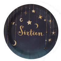 7 in. Sixteen Starry Night Foil Print Dessert Plate 8 ct. 
