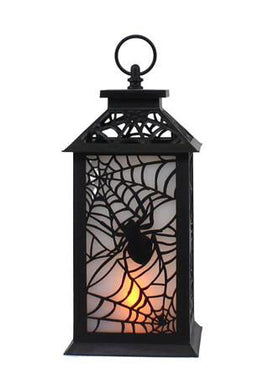 11.7" Flaming LEDs Plastic Lantern - Spider