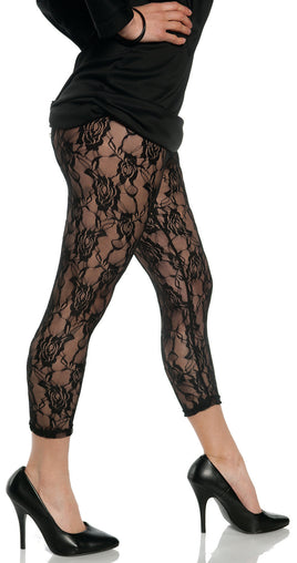 80's Lace Leggings Black