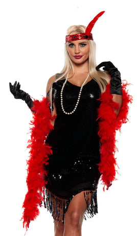Flapper Kit Red Boa, Beads & Headband