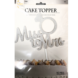 MS TO MRS CAKE TOPPER SILVER