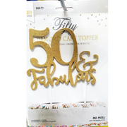 50 AND FABULOUS CAKE TOPPER GOLD