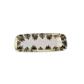 Gold Tropical Leaves Plastic Serving Tray
