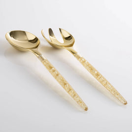 Gold Glitter Plastic Serving Fork, Spoon Set