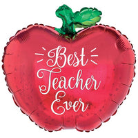 18" Best Teacher Ever Apple Shaped Foil Balloon