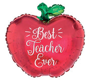 18" Best Teacher Ever Apple Shaped Foil Balloon