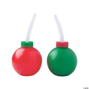 CHRISTMAS BULB SIPPER CUP W/ STRAW
