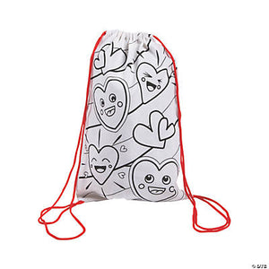 Color Your Own Heart Canvas Drawstring Bags