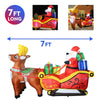 7ft. Christmas Inflatable Santa Reindeer Sleigh Outdoor Decoration with Built-in LED Lights