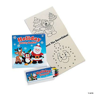 HOLIDAY ACTIVITY BOOKLET W/CRAYONS 5X5  1 booklet 