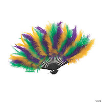 Mardi Gras Feather Folding Fans 6 pc.