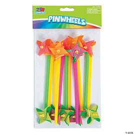 Plastic Mini Neon Two Tone Pinwheels 12 ct.