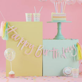 Ginger Ray Pastel Party Happy Birthday Banner With Tassels  1 ct. 