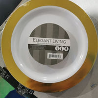 9" WHITE PLATE W/ SOLID GOLD HOT STAMP- 8 CT