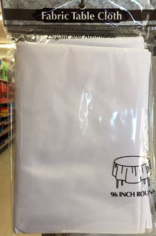 96" ROUND FABRIC TABLECLOTH-White 1 PC.
