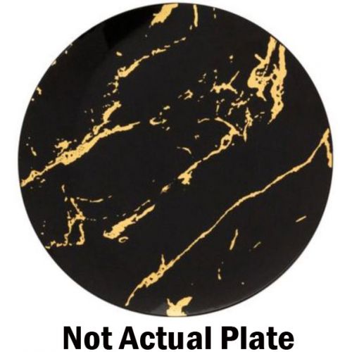 8" MARBLE BLACK GOLD PLATE 20 CT